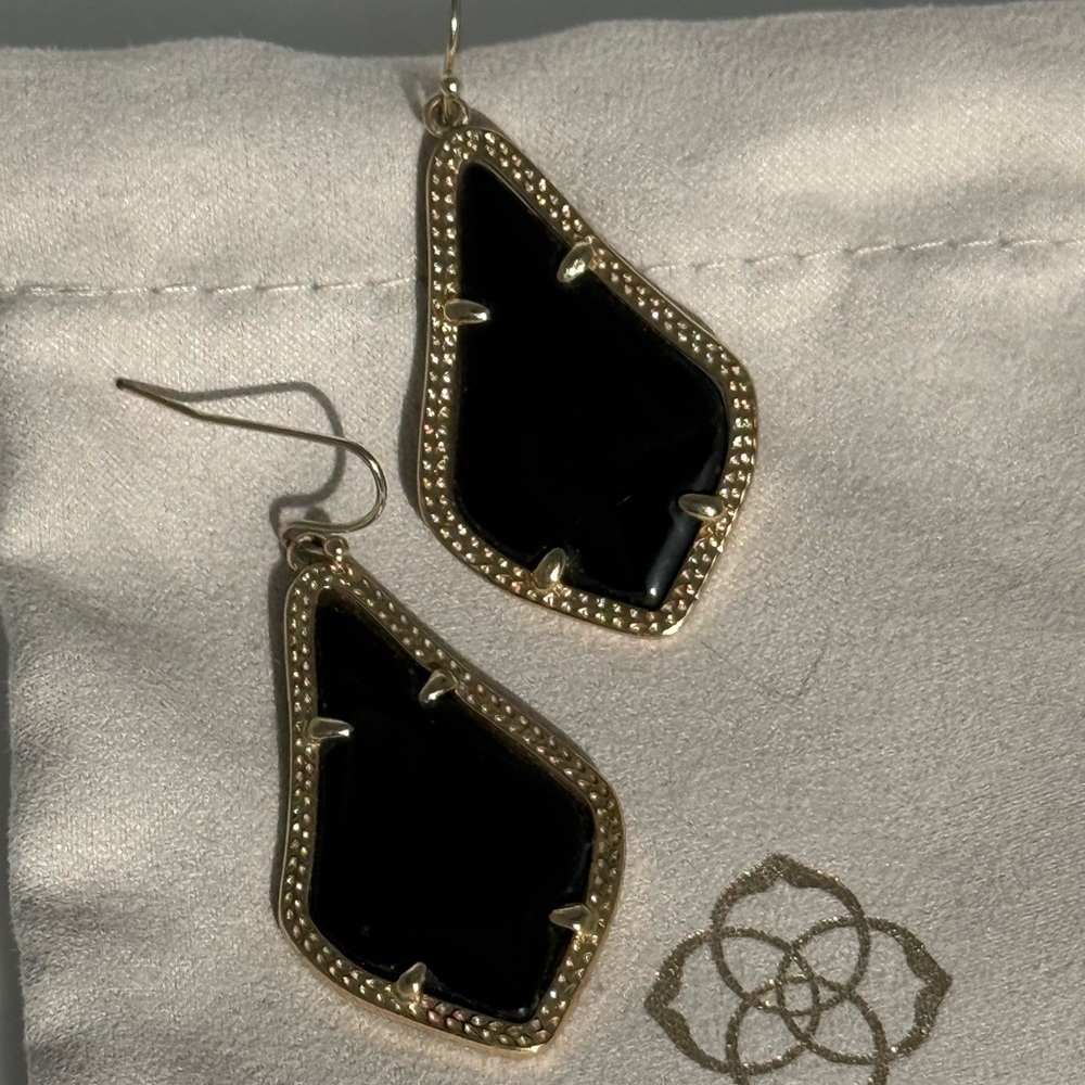 Kendra Scott Gold and Black Asymmetrical Drop Earrings